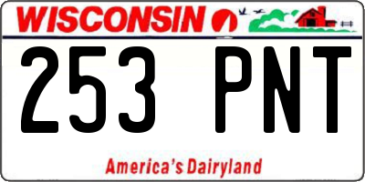 WI license plate 253PNT