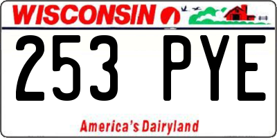 WI license plate 253PYE