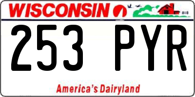 WI license plate 253PYR