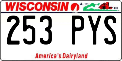 WI license plate 253PYS