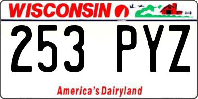 WI license plate 253PYZ