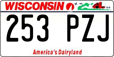 WI license plate 253PZJ