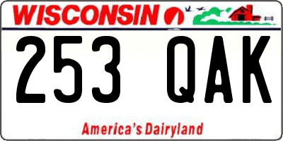 WI license plate 253QAK