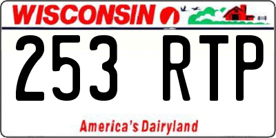 WI license plate 253RTP