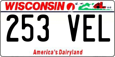 WI license plate 253VEL