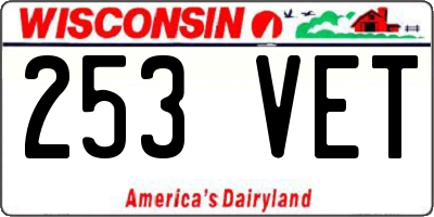 WI license plate 253VET
