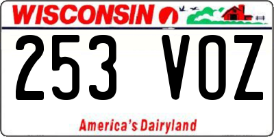 WI license plate 253VOZ