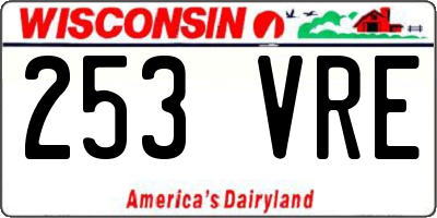 WI license plate 253VRE