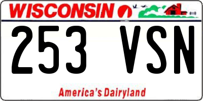 WI license plate 253VSN