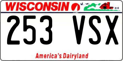 WI license plate 253VSX