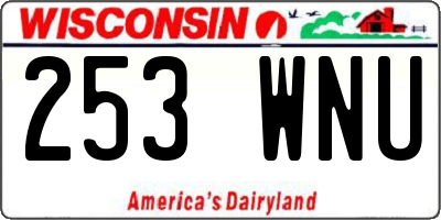 WI license plate 253WNU