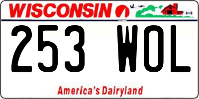 WI license plate 253WOL