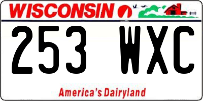 WI license plate 253WXC