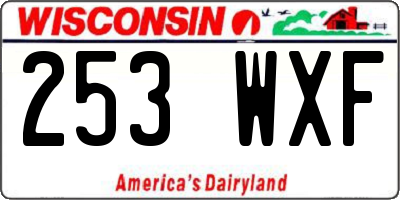 WI license plate 253WXF