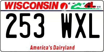WI license plate 253WXL