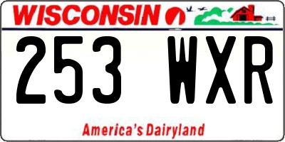 WI license plate 253WXR