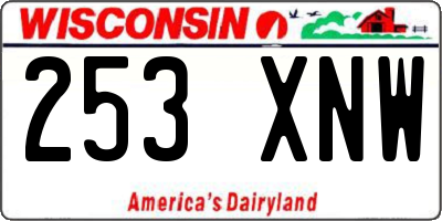WI license plate 253XNW