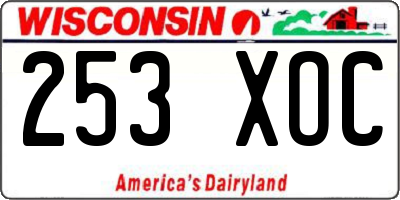 WI license plate 253XOC