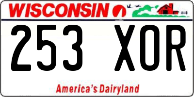 WI license plate 253XOR
