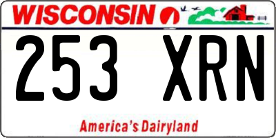 WI license plate 253XRN