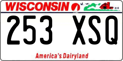 WI license plate 253XSQ
