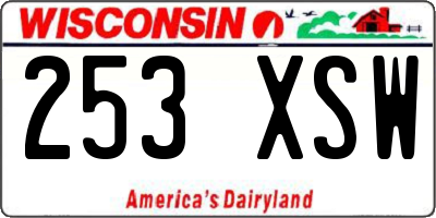 WI license plate 253XSW