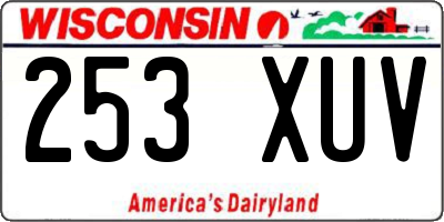 WI license plate 253XUV