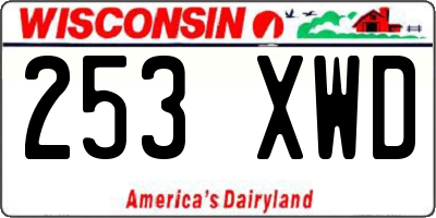 WI license plate 253XWD