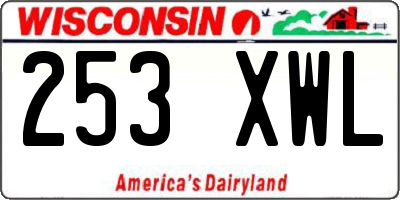 WI license plate 253XWL