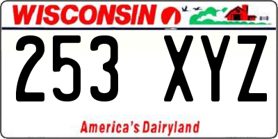WI license plate 253XYZ