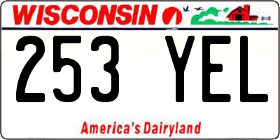 WI license plate 253YEL
