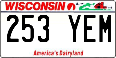 WI license plate 253YEM