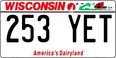 WI license plate 253YET