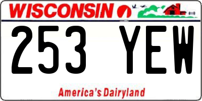 WI license plate 253YEW