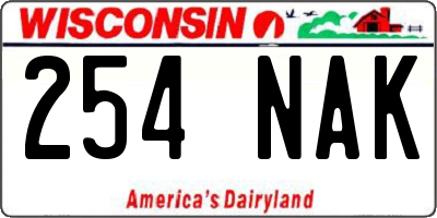 WI license plate 254NAK