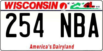 WI license plate 254NBA