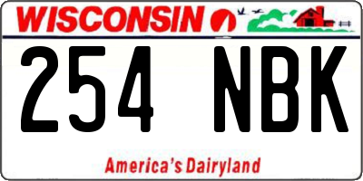 WI license plate 254NBK