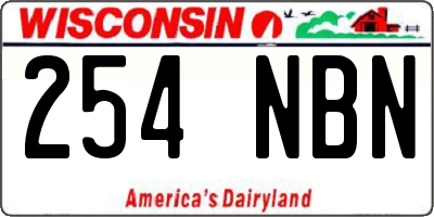 WI license plate 254NBN