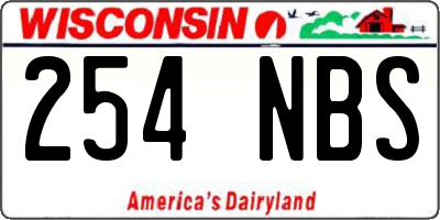 WI license plate 254NBS