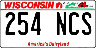 WI license plate 254NCS