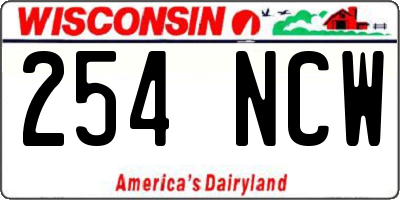 WI license plate 254NCW