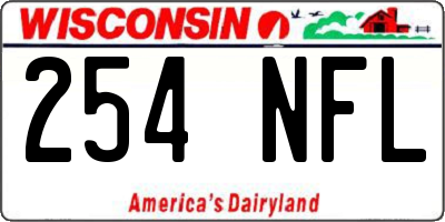 WI license plate 254NFL