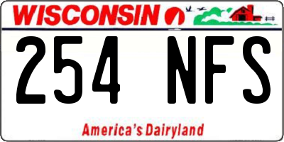 WI license plate 254NFS