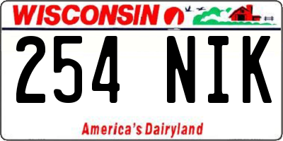 WI license plate 254NIK