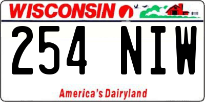 WI license plate 254NIW