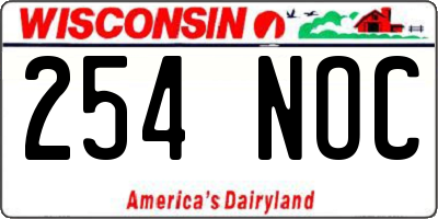 WI license plate 254NOC