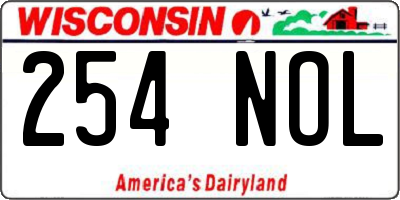 WI license plate 254NOL