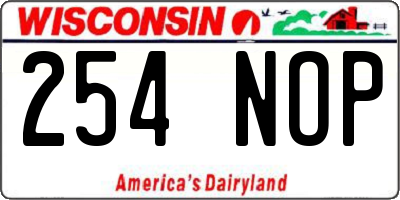 WI license plate 254NOP