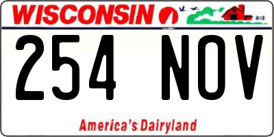 WI license plate 254NOV