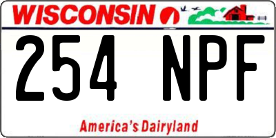 WI license plate 254NPF